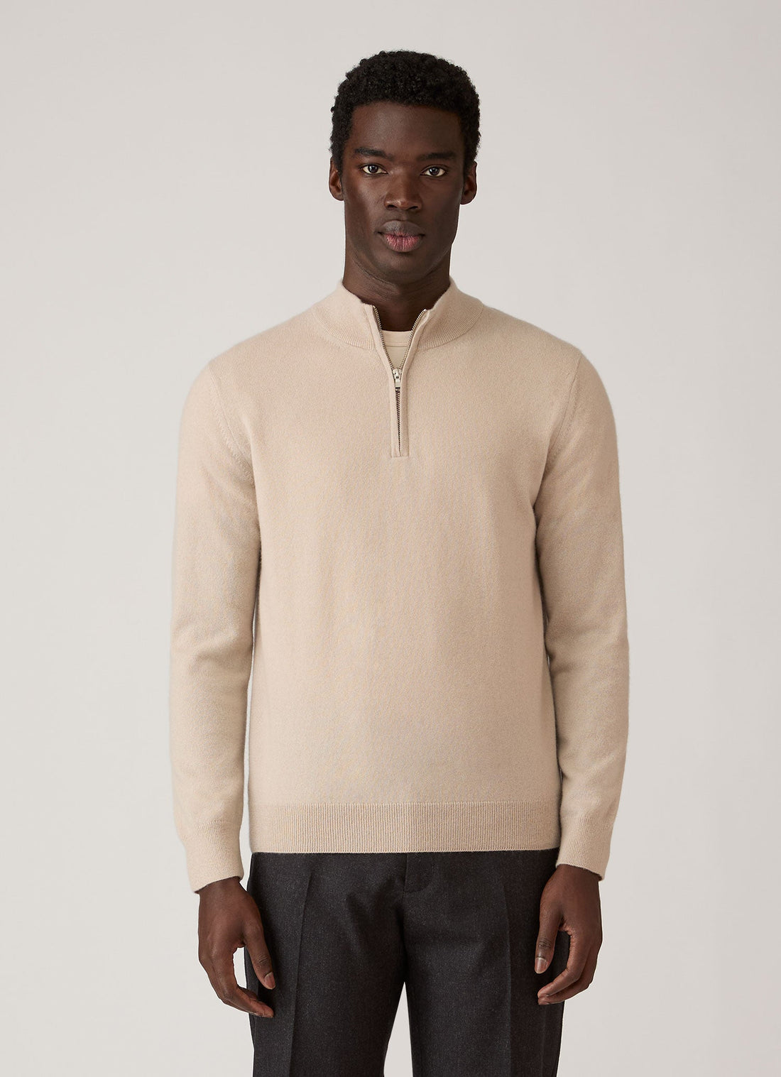 Kaschmir Pullover mit halbem Reißverschluss