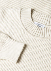 Men's Cotton Crew Neck Jumper in Ecru