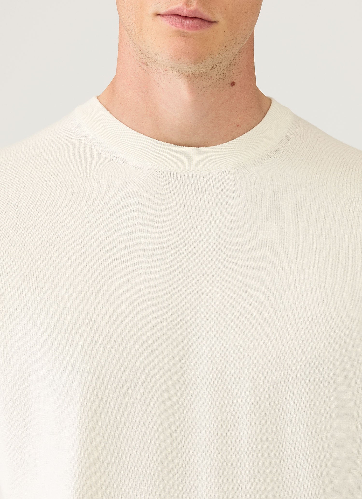 Men's Lightweight Cotton Jumper in Ecru