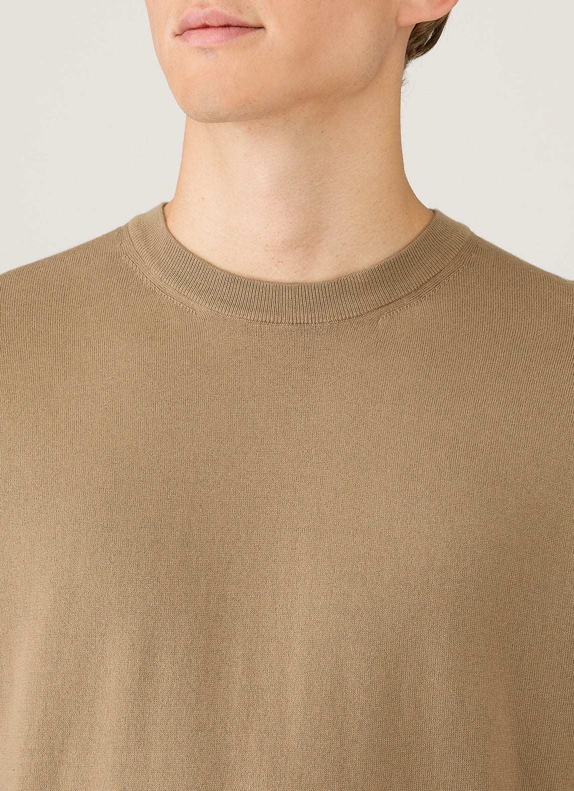 Men's Lightweight Cotton Jumper in Dark Stone