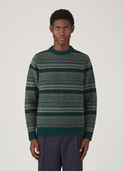 Men's Lambswool Fair Isle Jumper in Holly Green