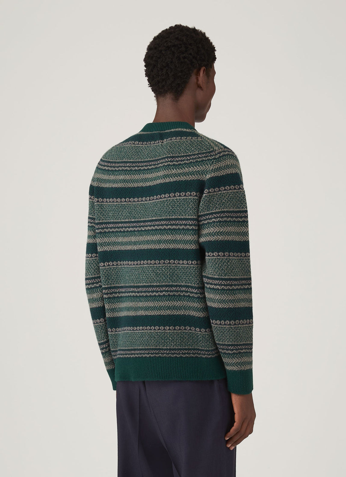 Men's Lambswool Fair Isle Jumper in Holly Green