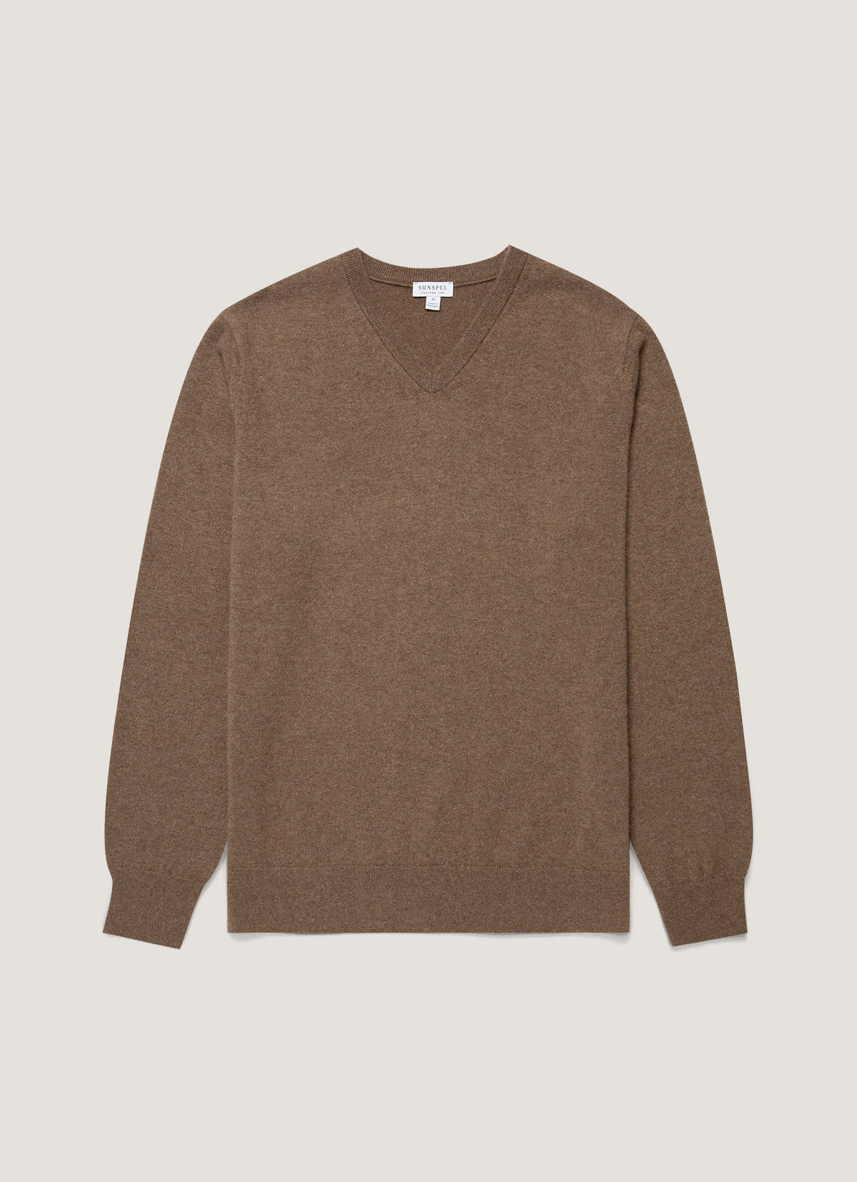 Men's Cashmere V-neck Jumper in Taupe