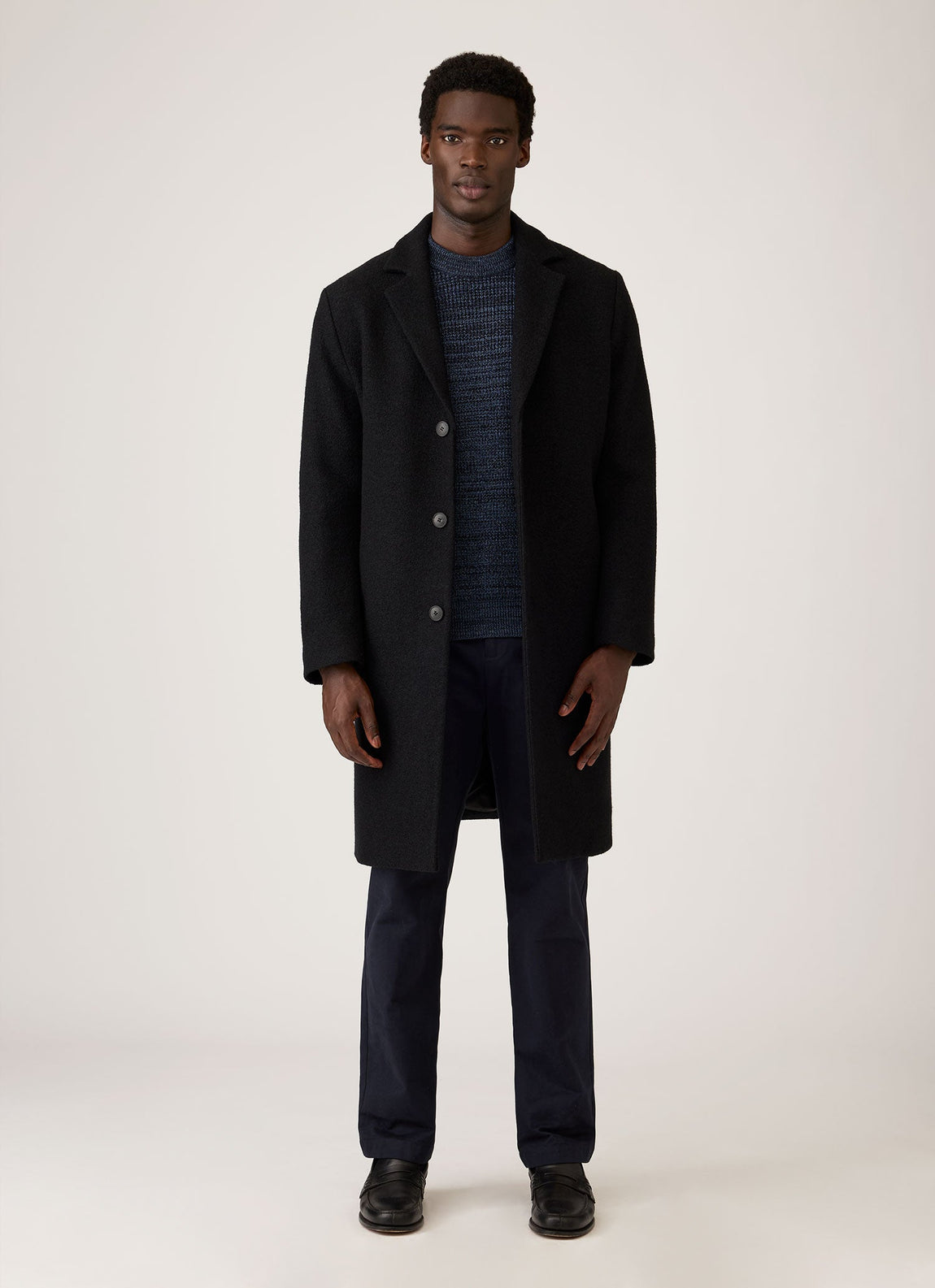 Men's Merino Twisted Stitch Jumper in Navy