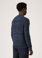 Men's Merino Twisted Stitch Jumper in Navy