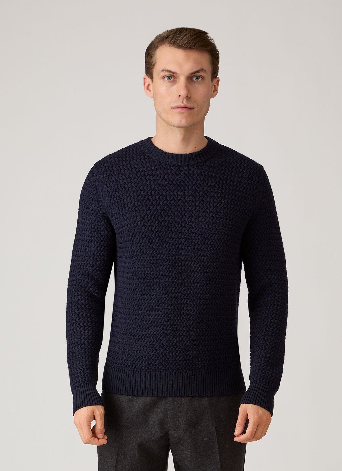 Merinowollpullover mit Korbflechtmuster