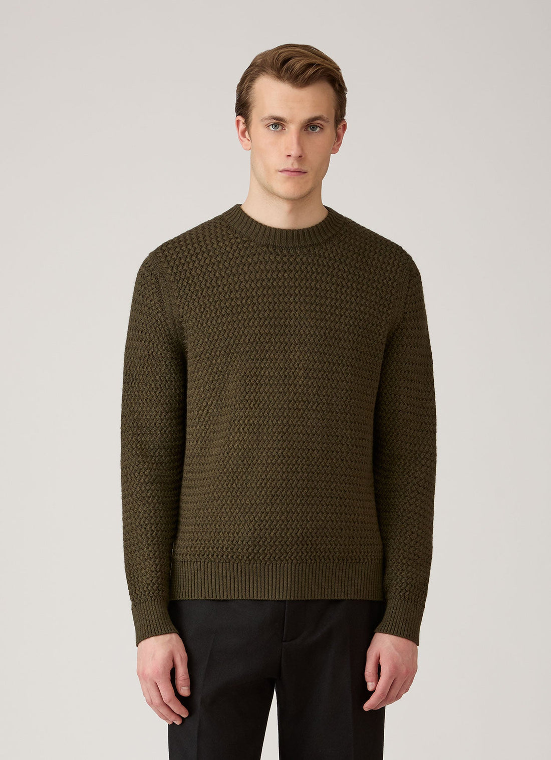 Merinowollpullover mit Korbflechtmuster