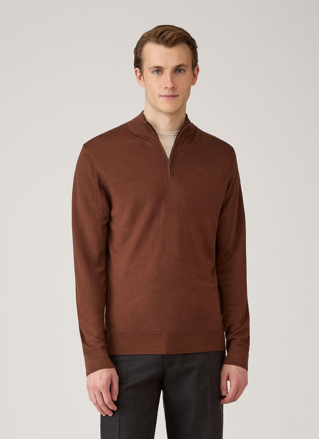 Pullover mit halbem Reißverschluss aus extrafeiner Merinowolle