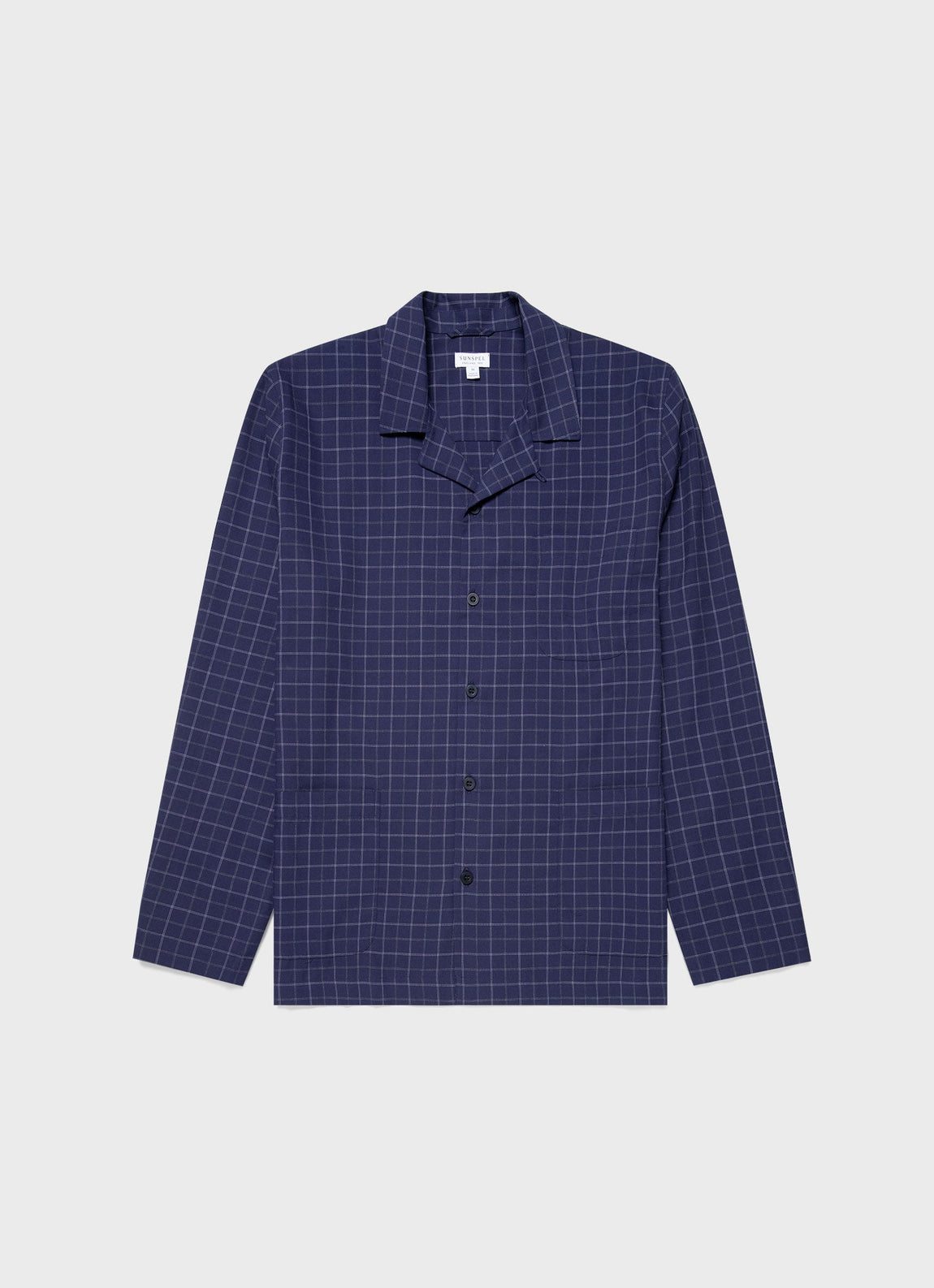 Men's Cotton Flannel Pyjama Shirt in Navy Check
