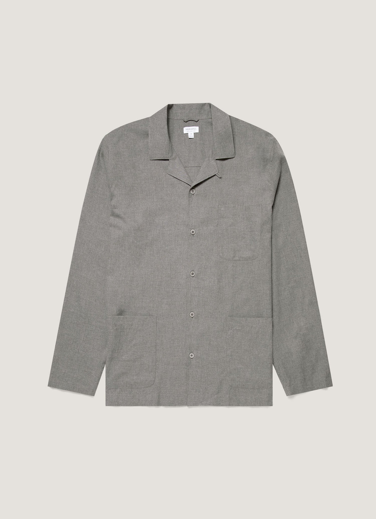 Men's Cotton Flannel Pyjama Set in Mid Grey Melange