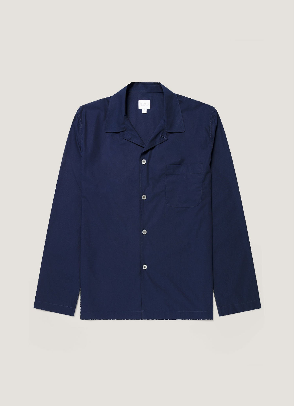 Men's Cotton Poplin Pyjama Shirt in Navy