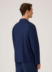 Men's Cotton Poplin Pyjama Shirt in Navy