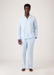 Men's Cotton Poplin Pyjama Shirt in Light Blue