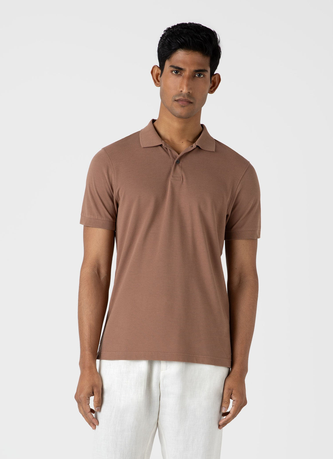 Men's Piqué Polo Shirt in Dark Sand