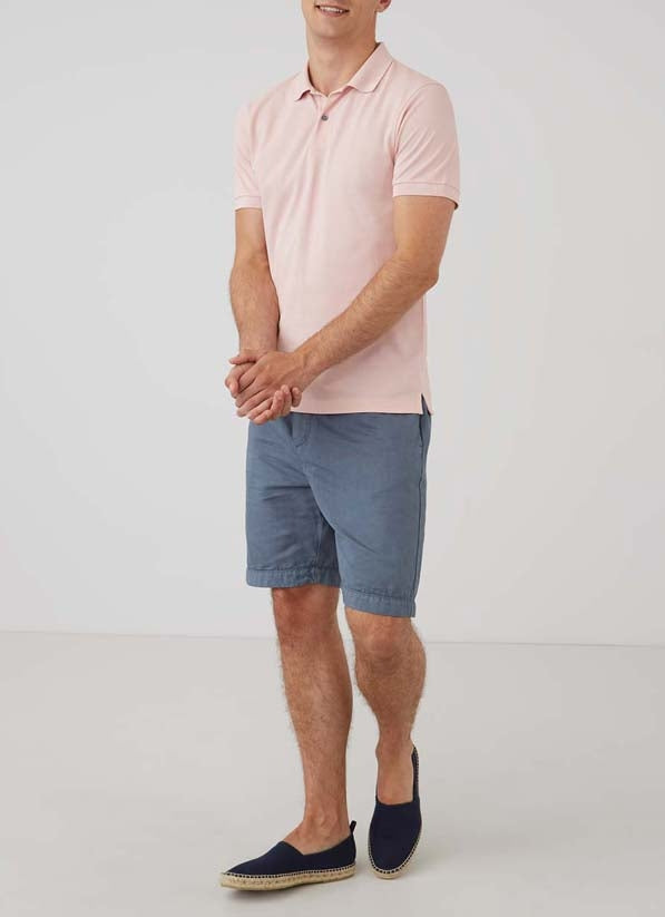 Men's Cotton Linen Drawstring Shorts in Blue Slate in Blue Slate