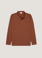 Men's Long Sleeve Riviera Polo Shirt in Conker Brown