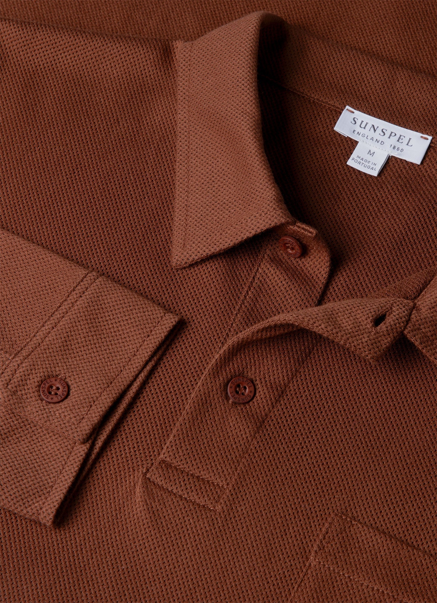 Men's Long Sleeve Riviera Polo Shirt in Conker Brown