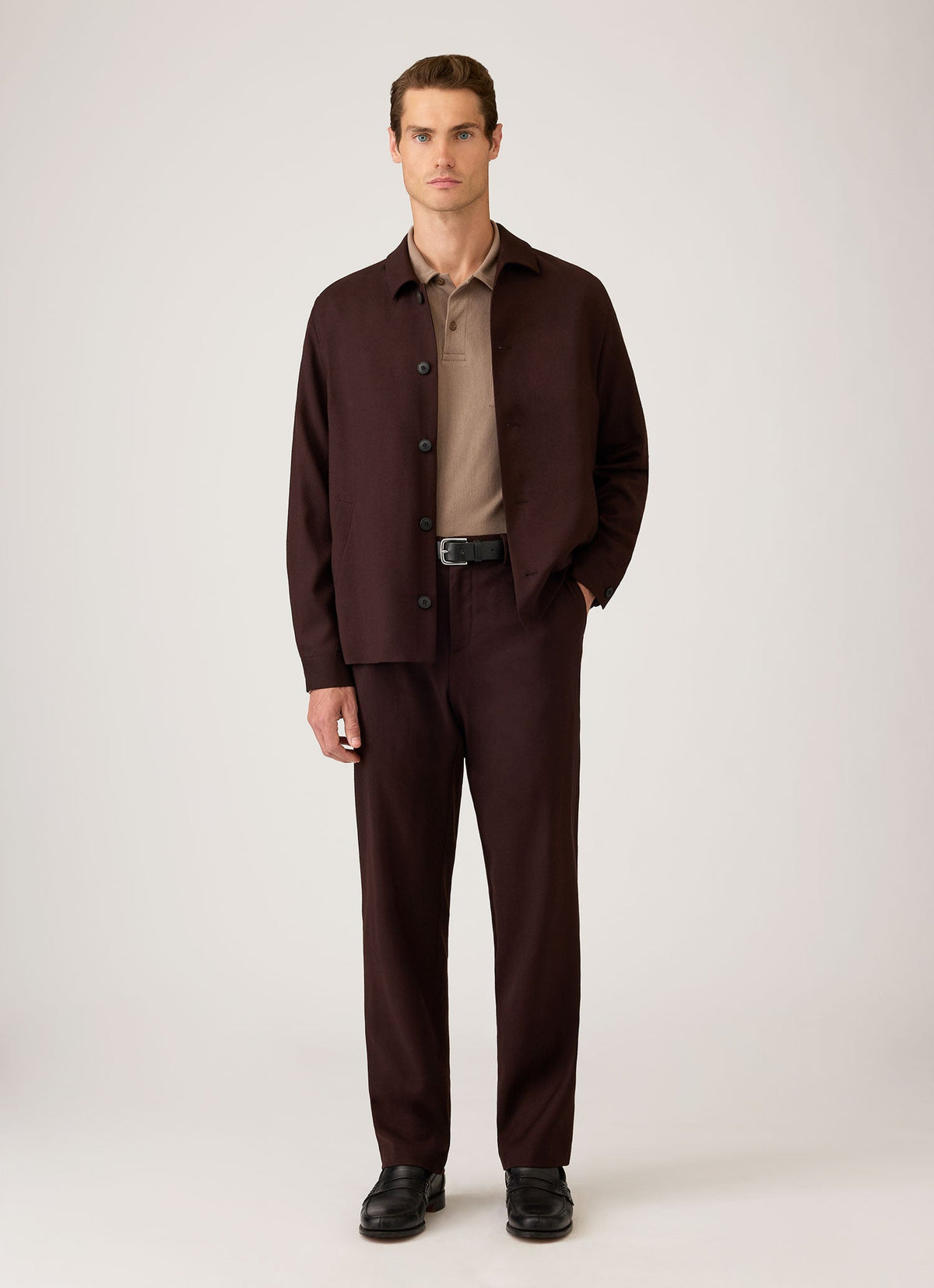 Men's Long Sleeve Riviera Polo Shirt in Taupe