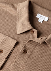 Men's Long Sleeve Riviera Polo Shirt in Taupe