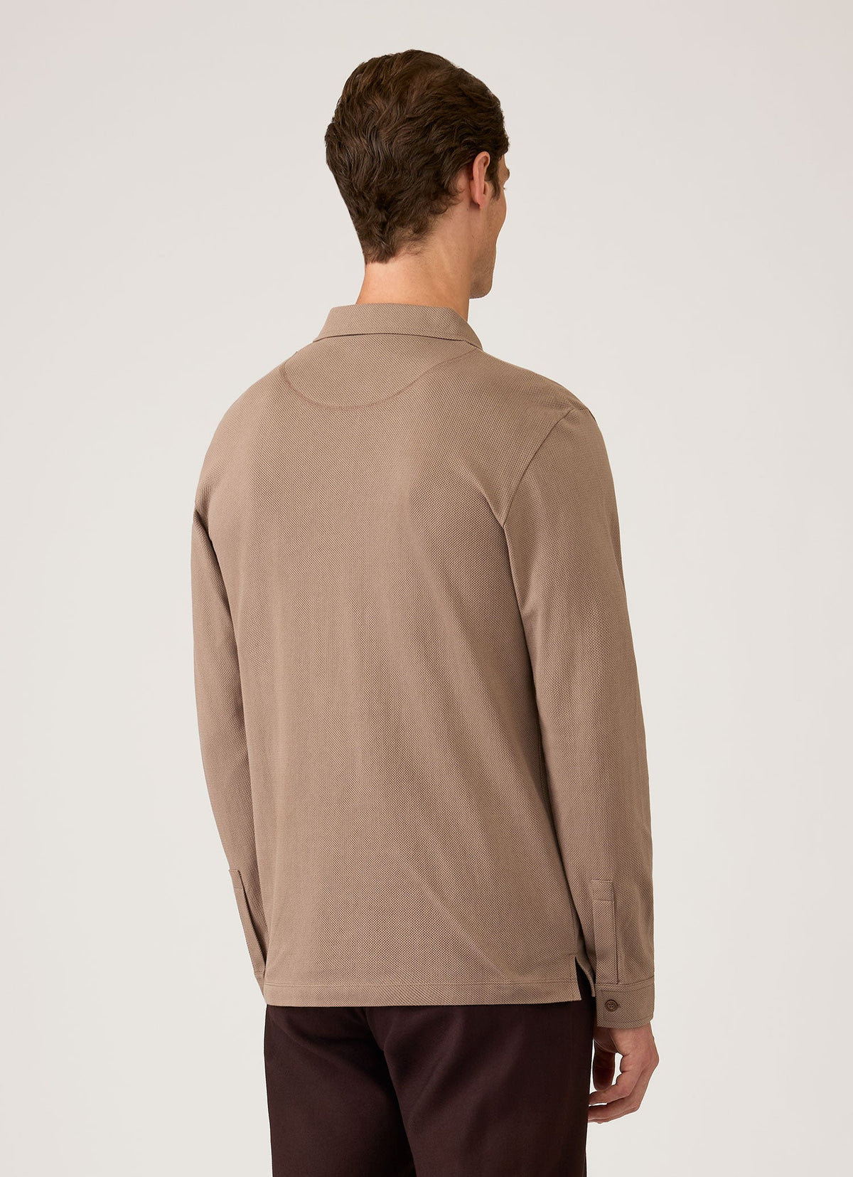 Men's Long Sleeve Riviera Polo Shirt in Taupe