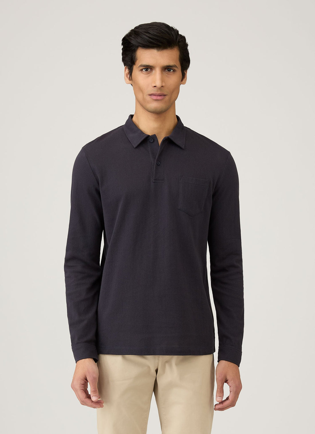 Men's Riviera Long Sleeve Polo Shirt in Navy