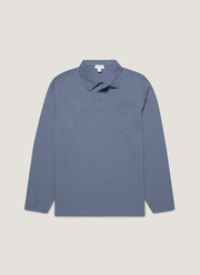 Men's Long Sleeve Riviera Polo Shirt in Selvedge Blue