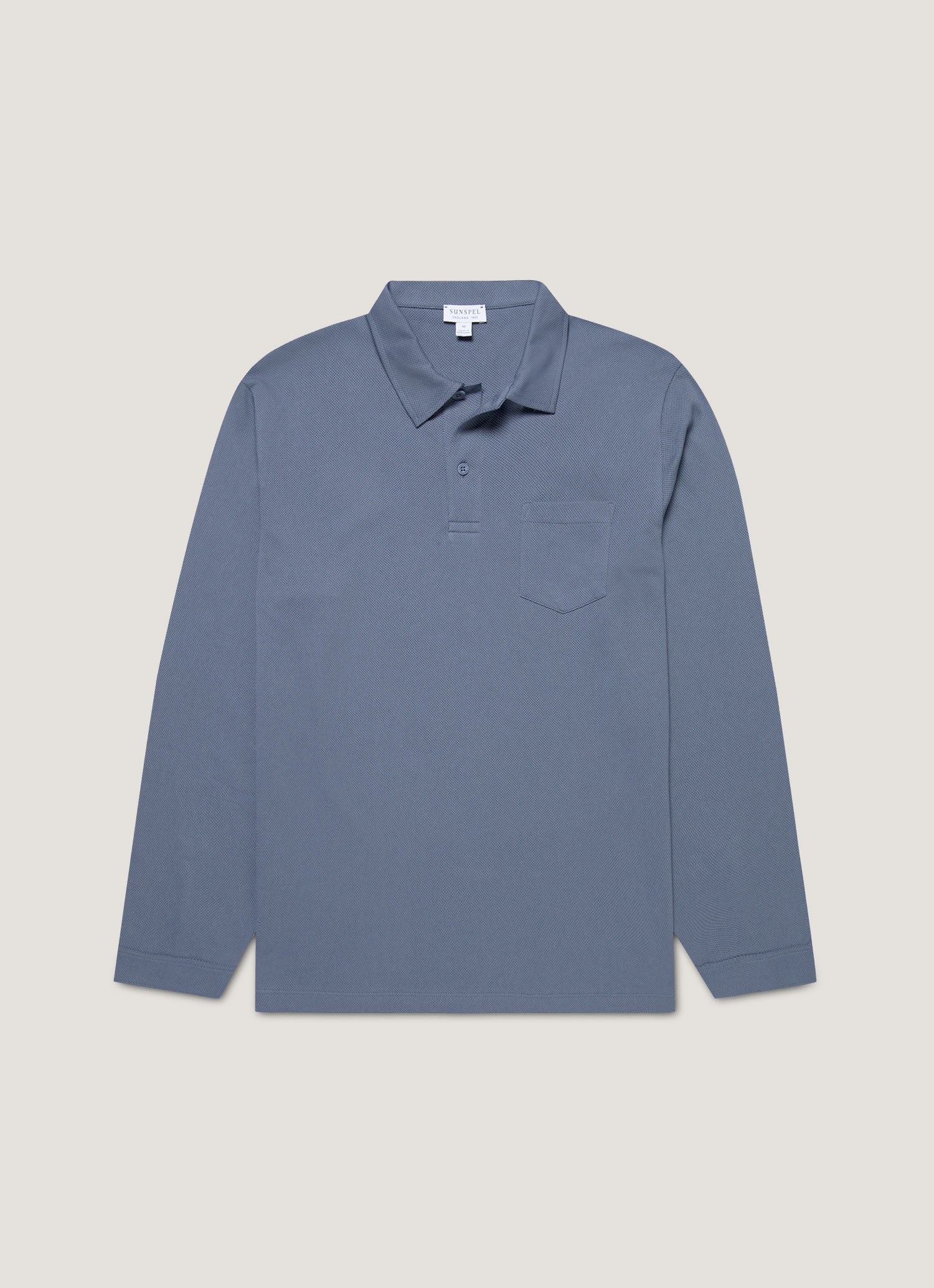 Men's Long Sleeve Riviera Polo Shirt in Selvedge Blue