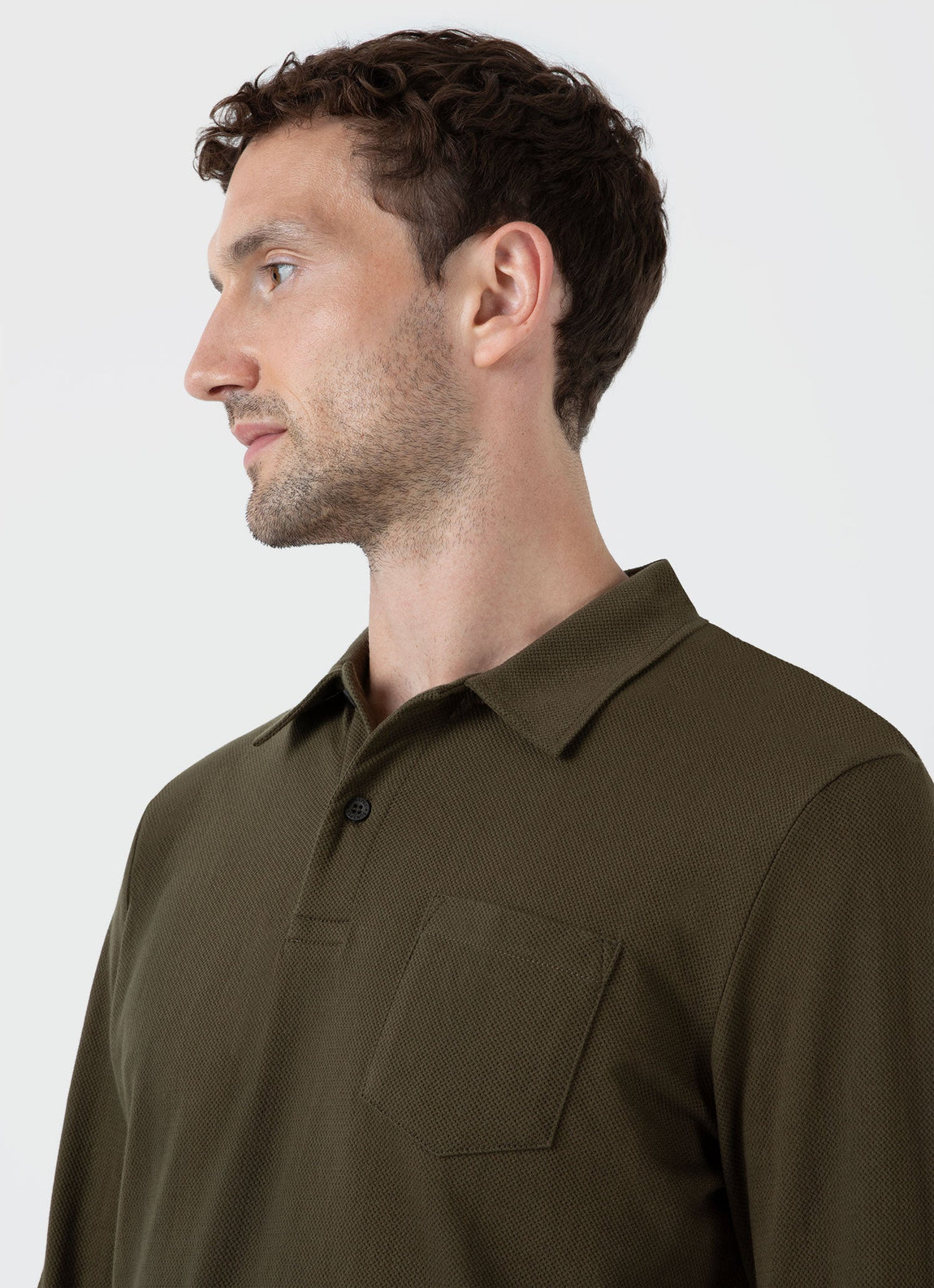 Men's Long Sleeve Riviera Polo Shirt in Dark Olive