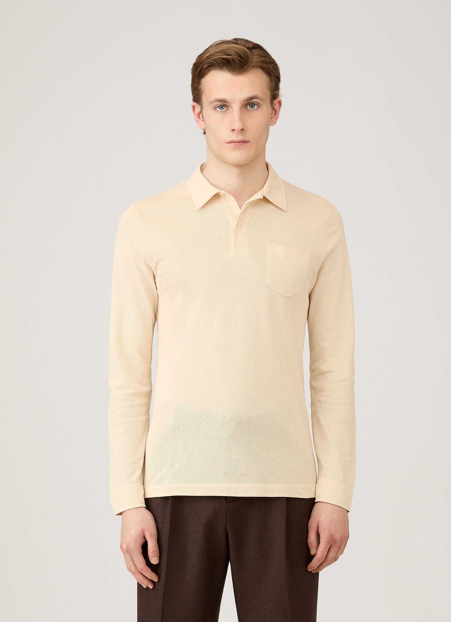 Men's Long Sleeve Riviera Polo Shirt in Undyed