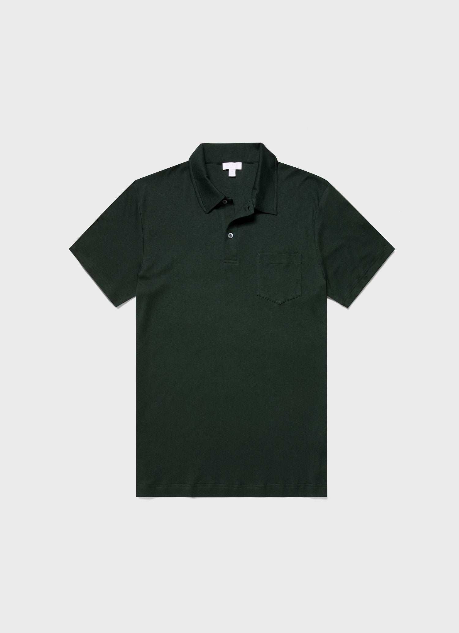 Men's Sea Island Cotton Jersey Polo Shirt in Seaweed