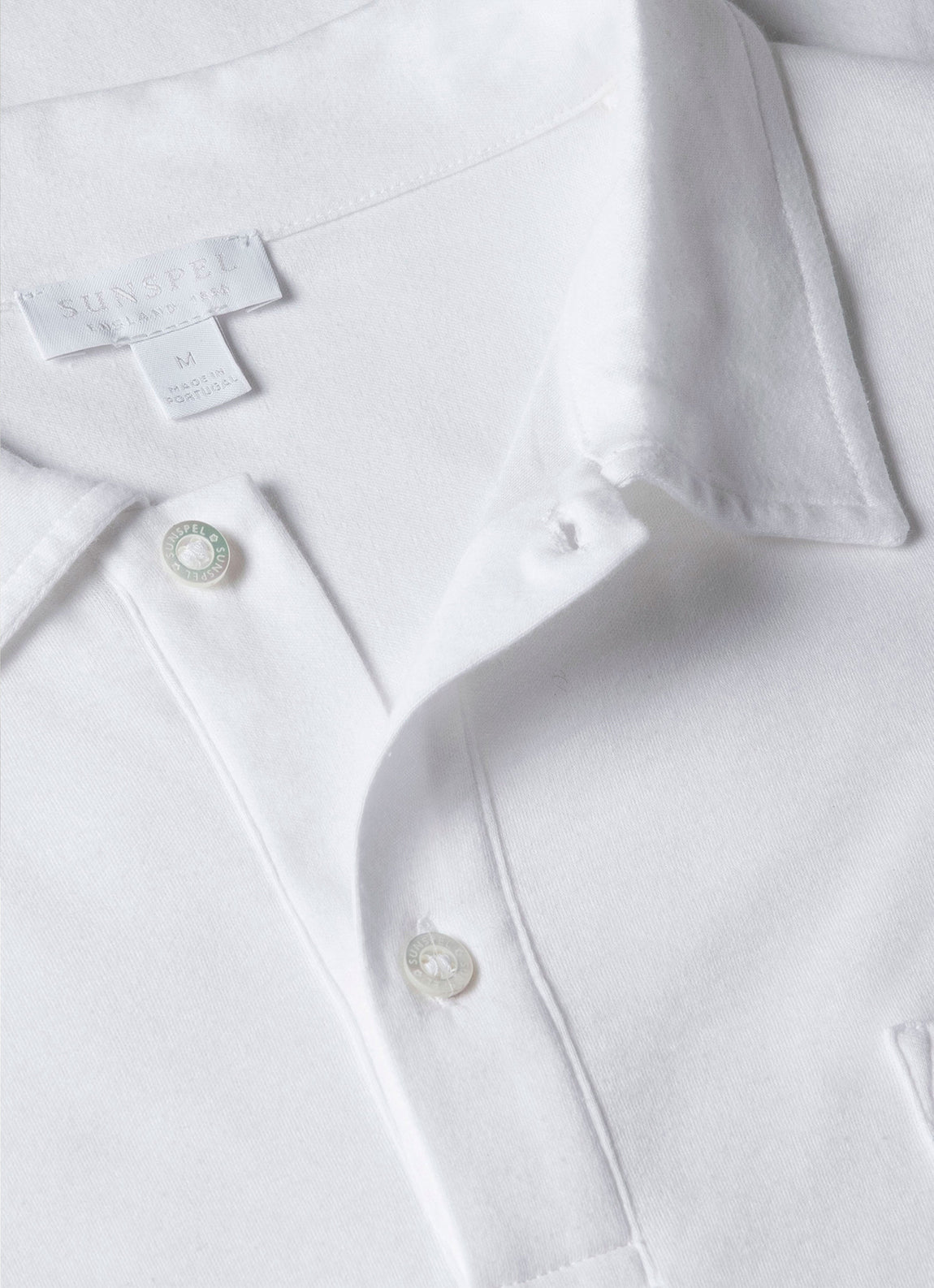 Men's Sea Island Cotton Jersey Polo Shirt in White