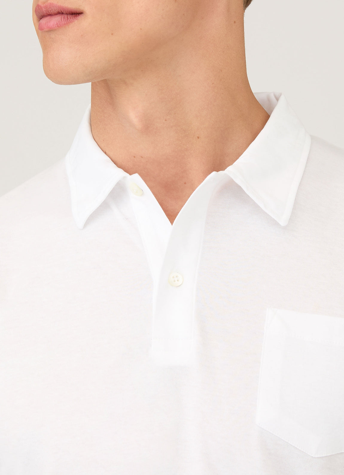 Men's Sea Island Cotton Jersey Polo Shirt in White