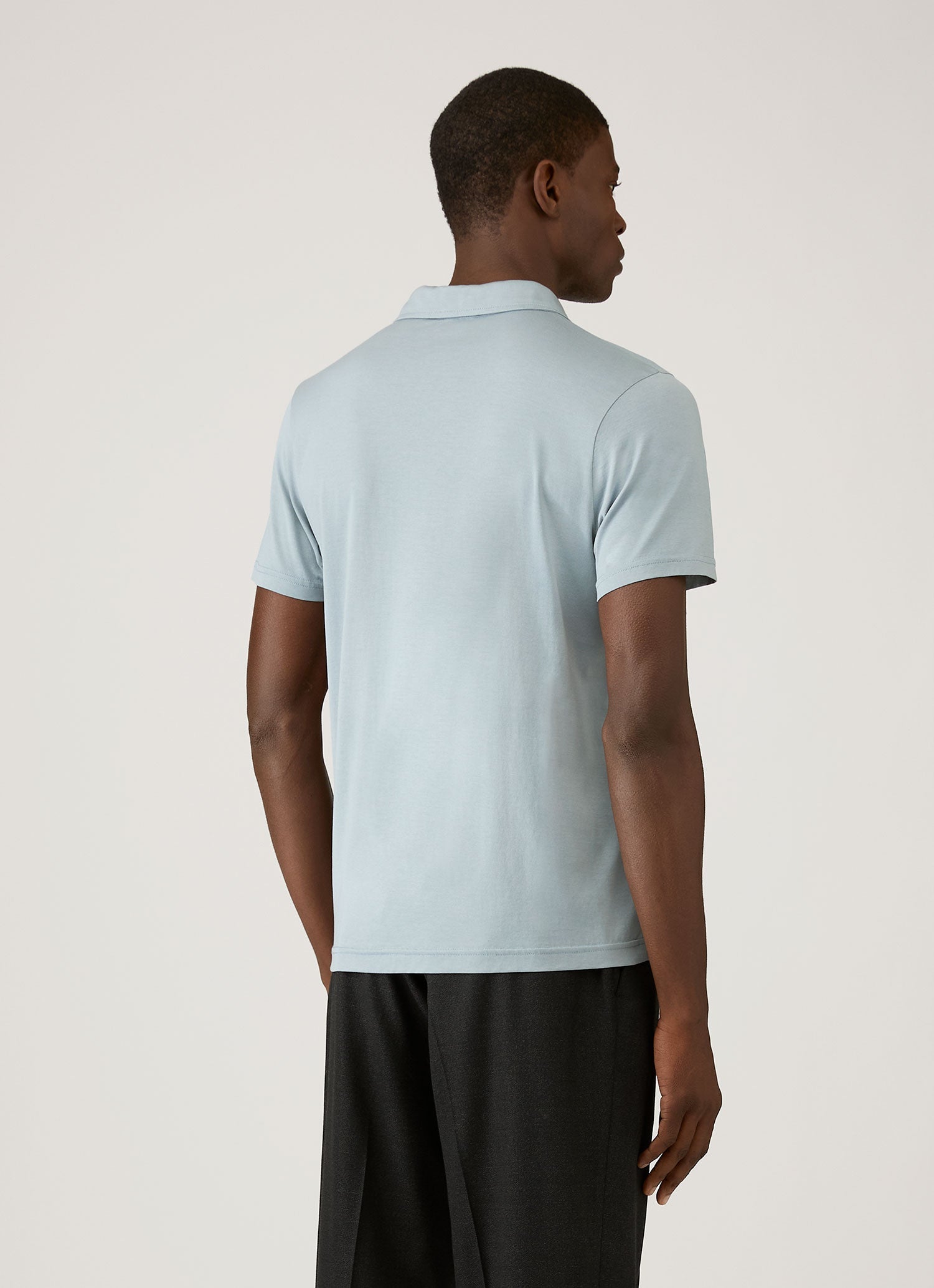 Men's Classic Jersey Polo Shirt in Stone Blue