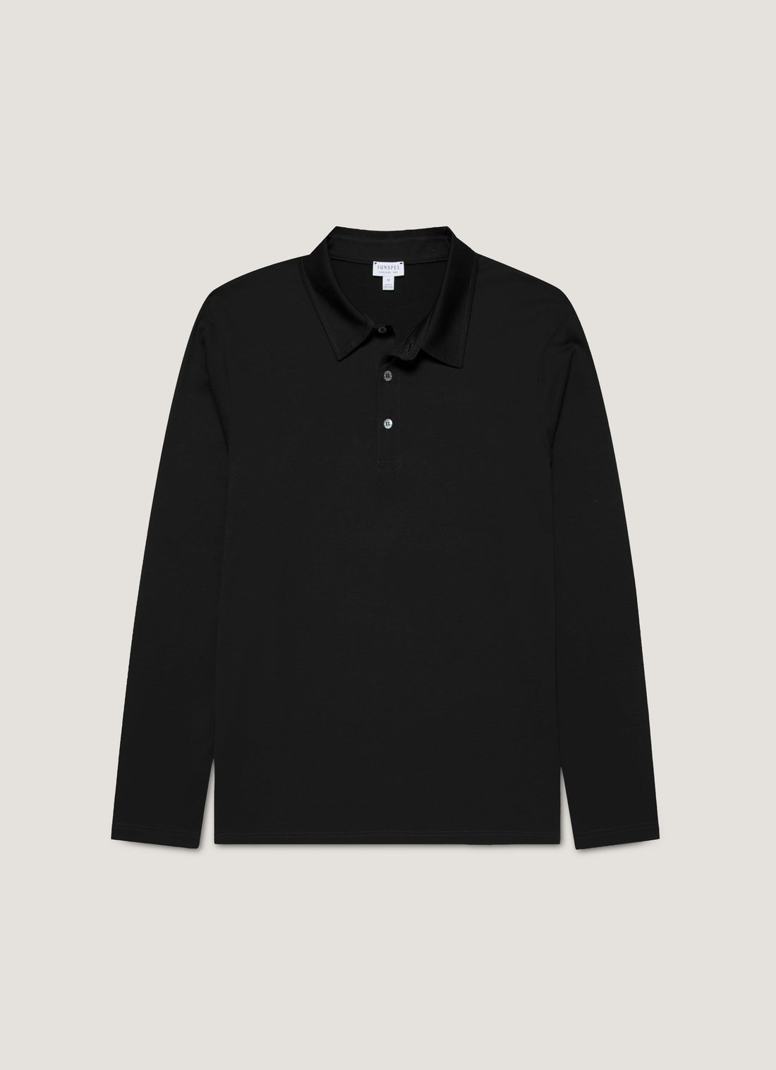 Men's Long Sleeve Classic Jersey Polo Shirt in Black