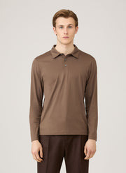 Men's Long Sleeve Classic Jersey Polo Shirt in Bark