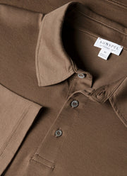 Men's Long Sleeve Classic Jersey Polo Shirt in Bark