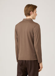 Men's Long Sleeve Classic Jersey Polo Shirt in Bark