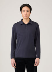 Men's Long Sleeve Classic Jersey Polo Shirt in Navy