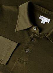 Men's Long Sleeve Classic Jersey Polo Shirt in Deep Olive
