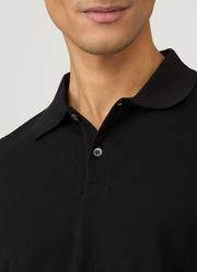 Men's Long Sleeve Piqué Polo Shirt in Black