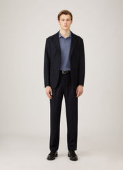 Men's Long Sleeve Piqué Polo Shirt in Selvedge Blue