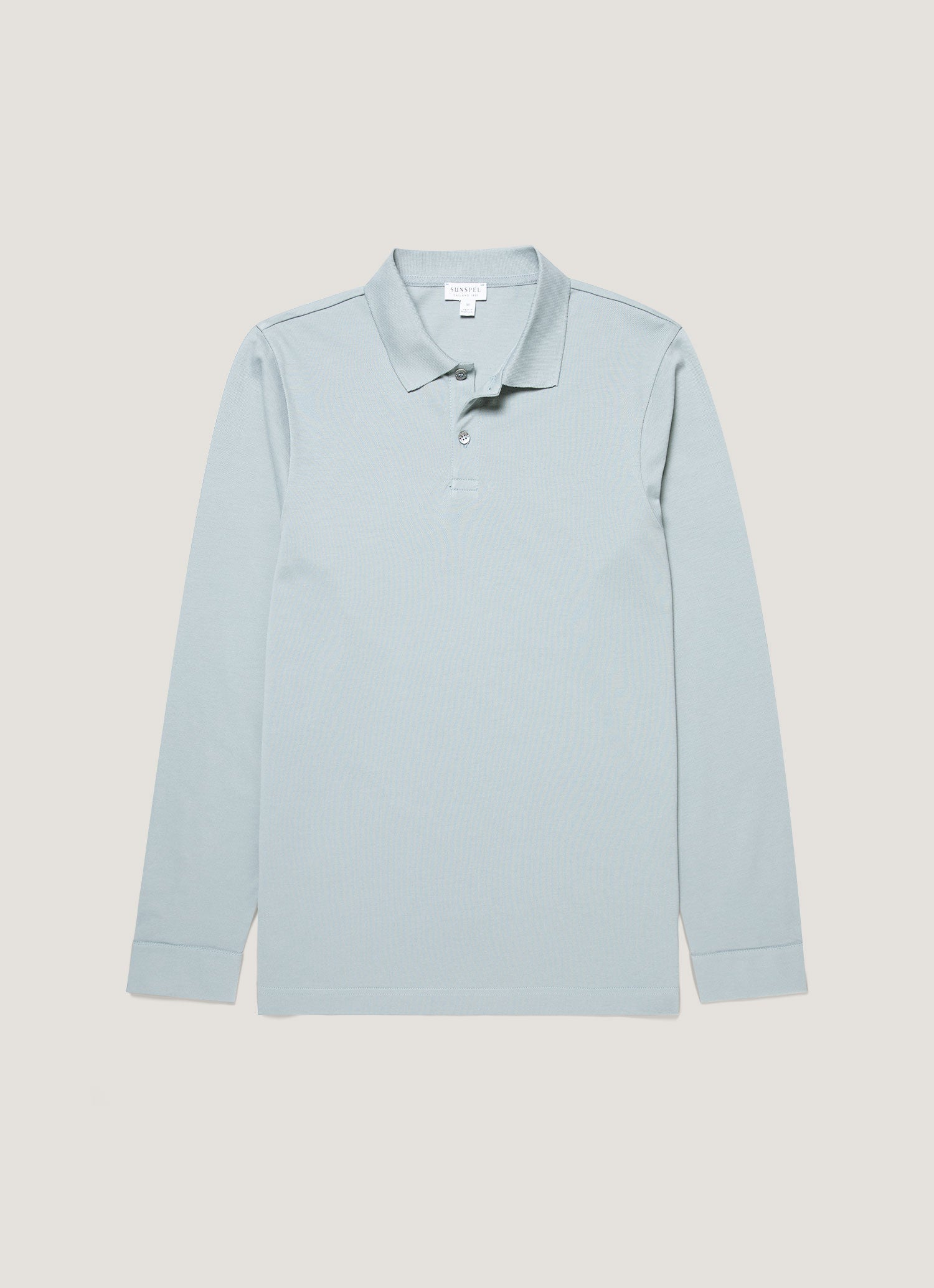 Men's Long Sleeve Piqué Polo Shirt in Stone Blue