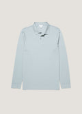 Men's Long Sleeve Piqué Polo Shirt in Stone Blue