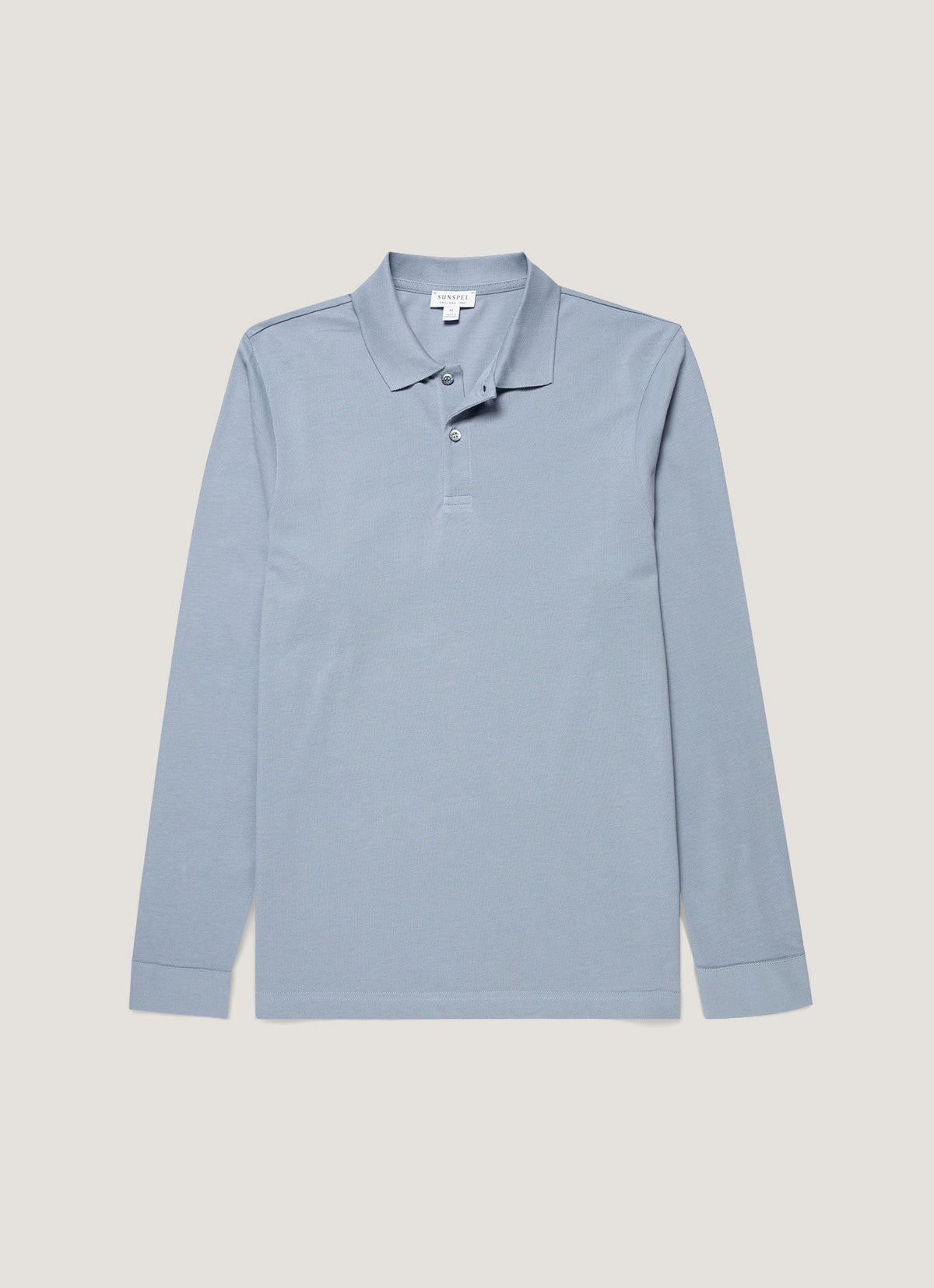 Men's Long Sleeve Piqué Polo Shirt in Powder Blue