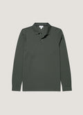 Men's Long Sleeve Piqué Polo Shirt in Slate Green