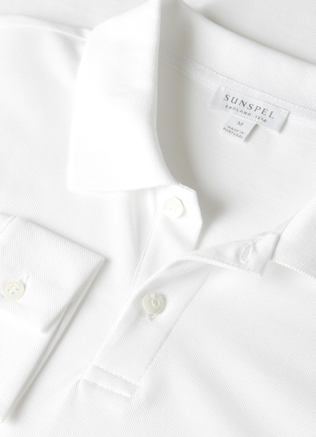Men's Long Sleeve Piqué Polo Shirt in White