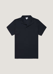 Men's Textured Jersey Polo Shirt in Midnight Navy