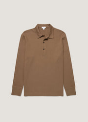 Men's Long Sleeve Cellulock Polo Shirt in Dark Cedar