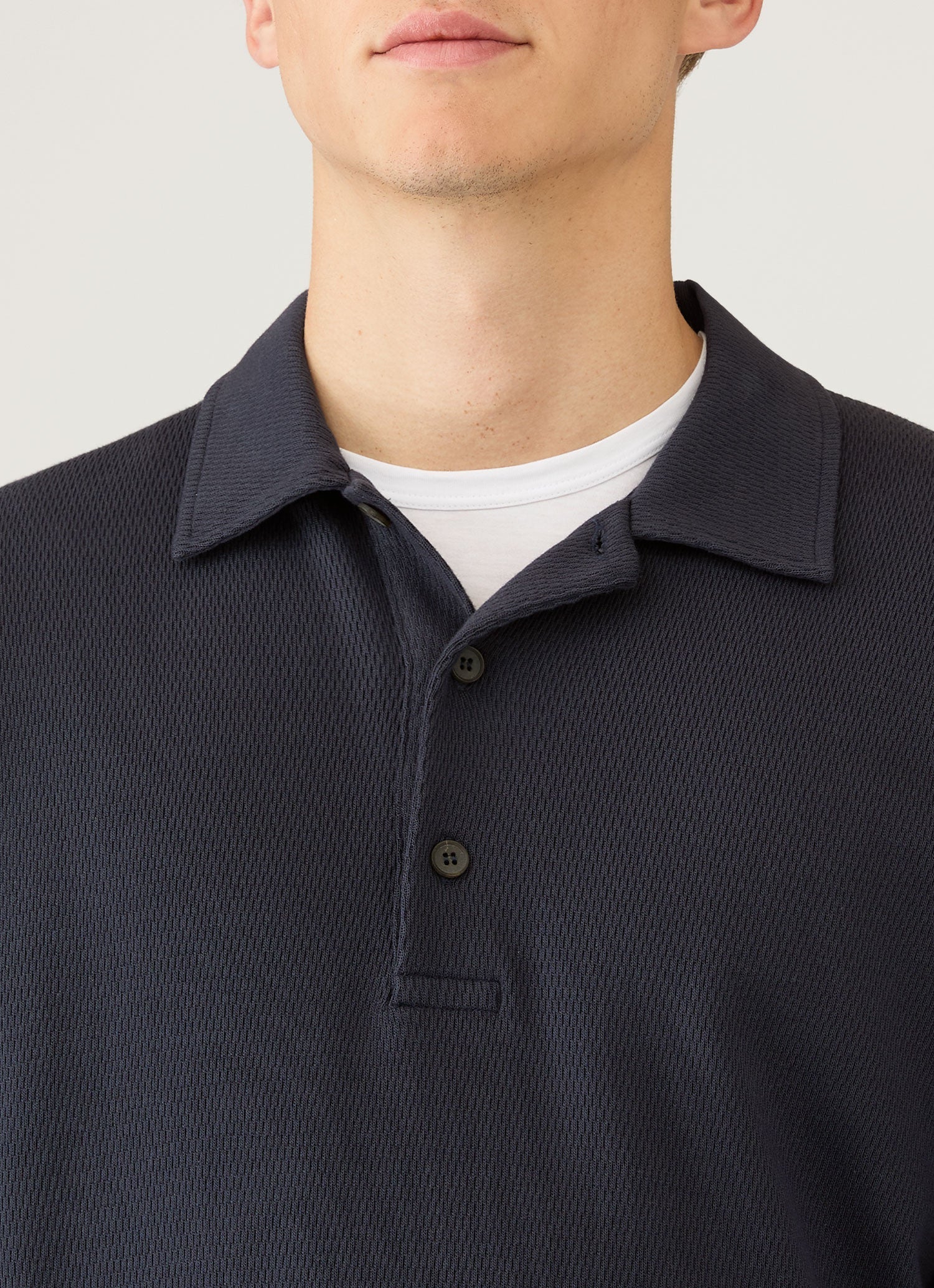 Men's Long Sleeve Cellulock Polo Shirt in Navy