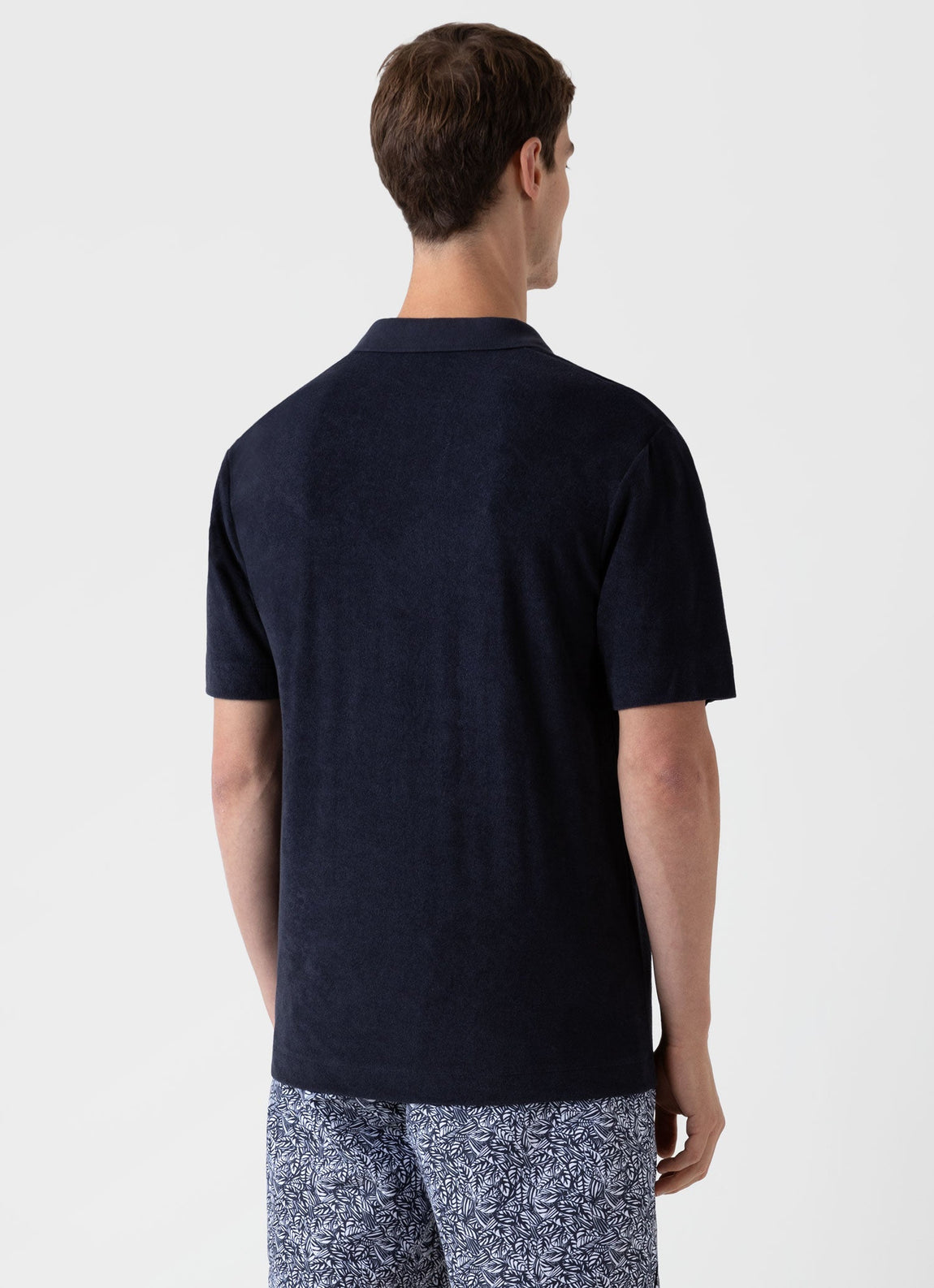 Men's Towelling Polo Shirt in Navy